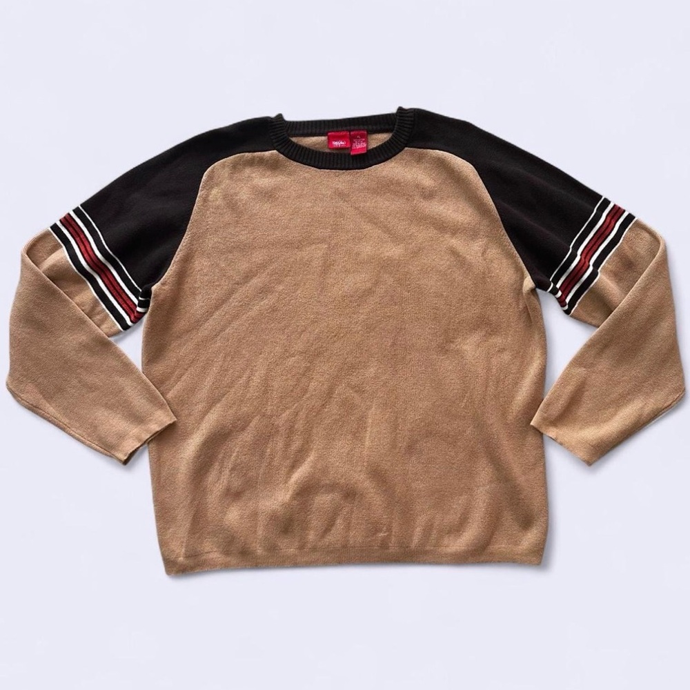 Vintage Y2K Men's Tan and Brown Sweater